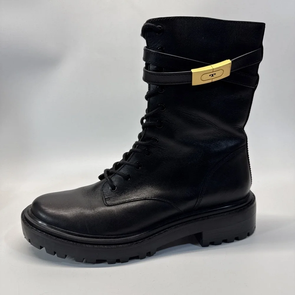 Tory Burch LEFT Combat Boot Womens 10 Black Side Zip Amputee Replacement